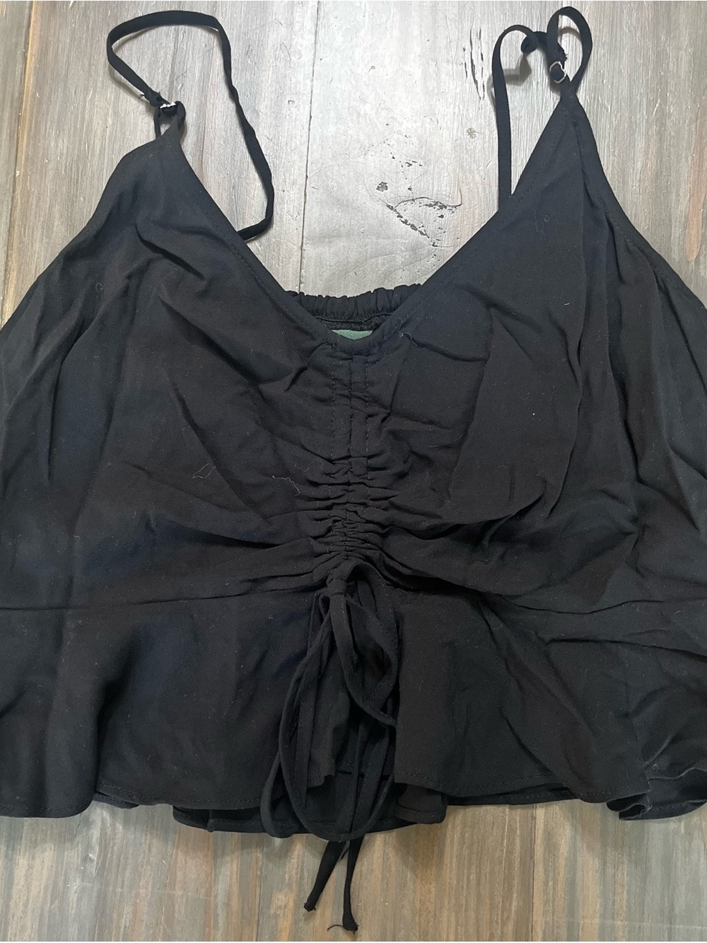 Wild Fable Black Ruched Tie-Front Baby Doll Top